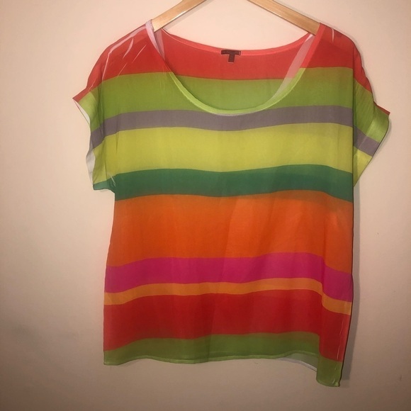 3/$25 🍄 Charlotte Russe Semi Sheer Striped Top Medium - Picture 3 of 4